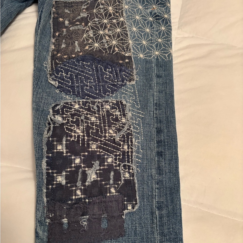 Pilcro Blue Patchwork Boot Cut Jeans - image 2